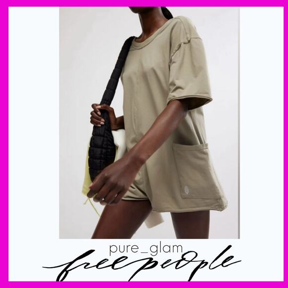 Free People tee romper green - Picture 1 of 5